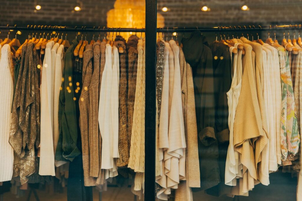 a rack of clothing